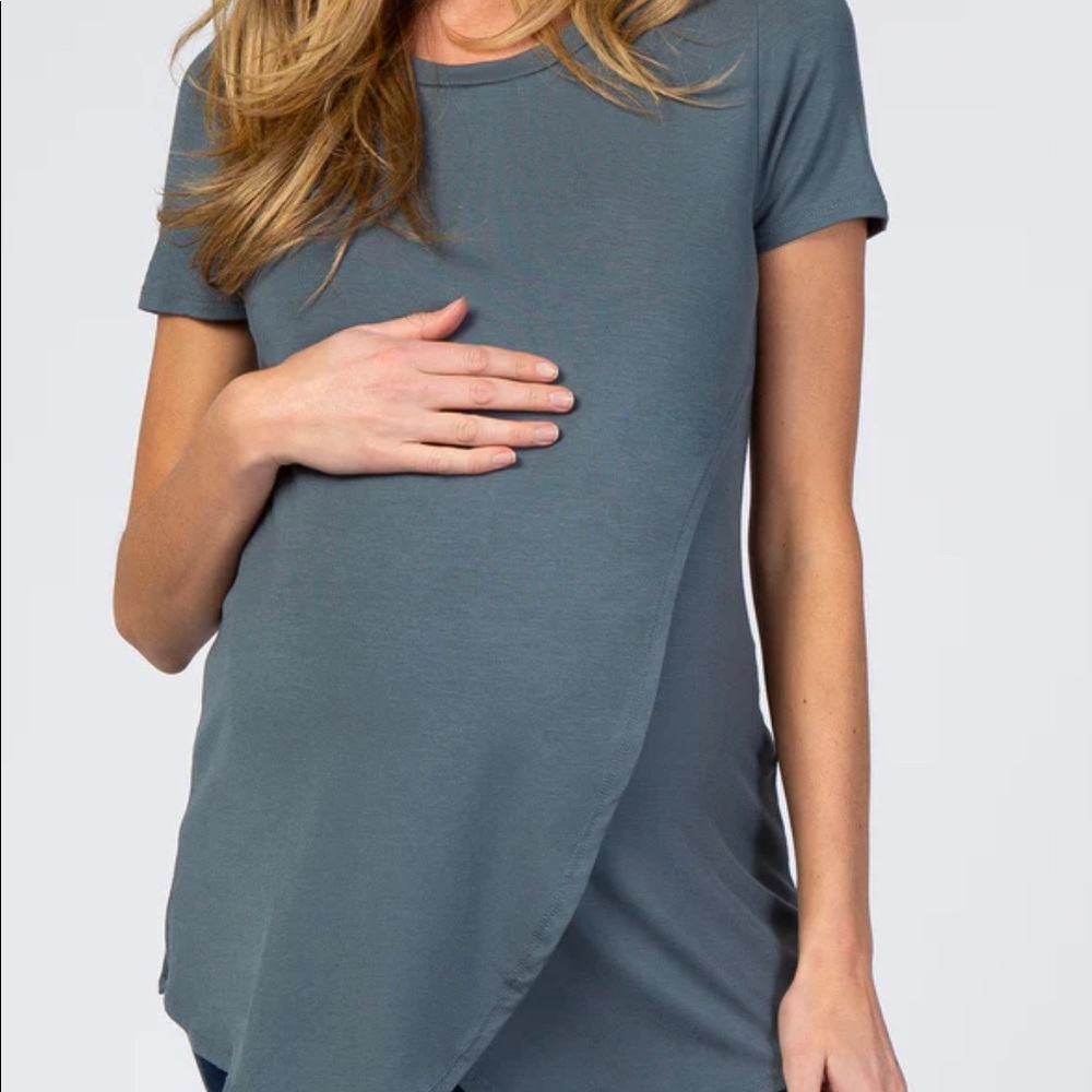 Pinkblush Dark Teal Layered Wrap Front Maternity Nursing Top